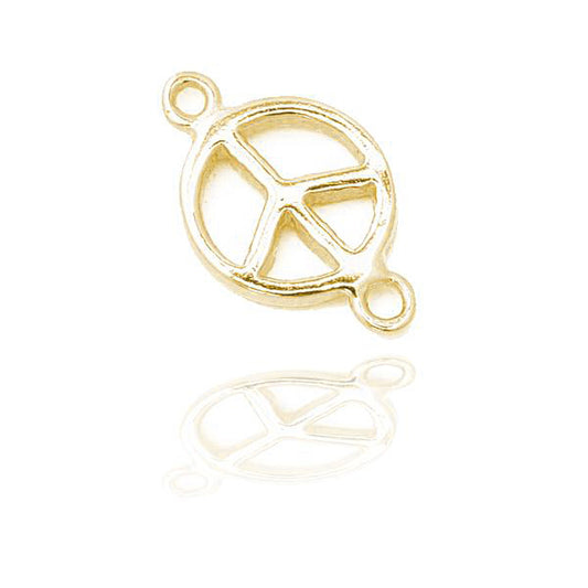 Peace connector / 925 silver gold plated / Ø 6mm