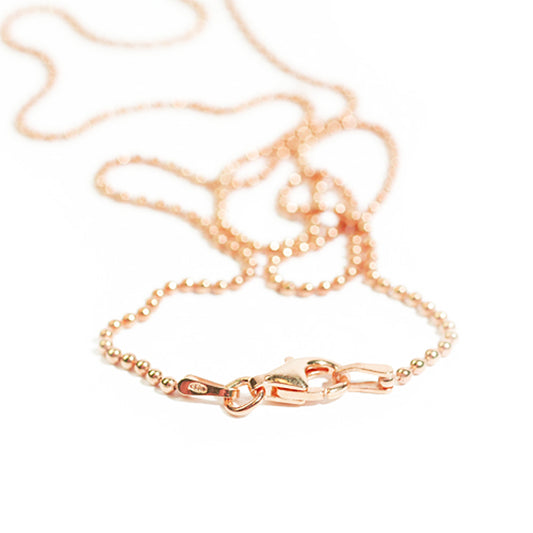925er Sterling Silber rosévergoldete Halskette Kugelkette / 42cm