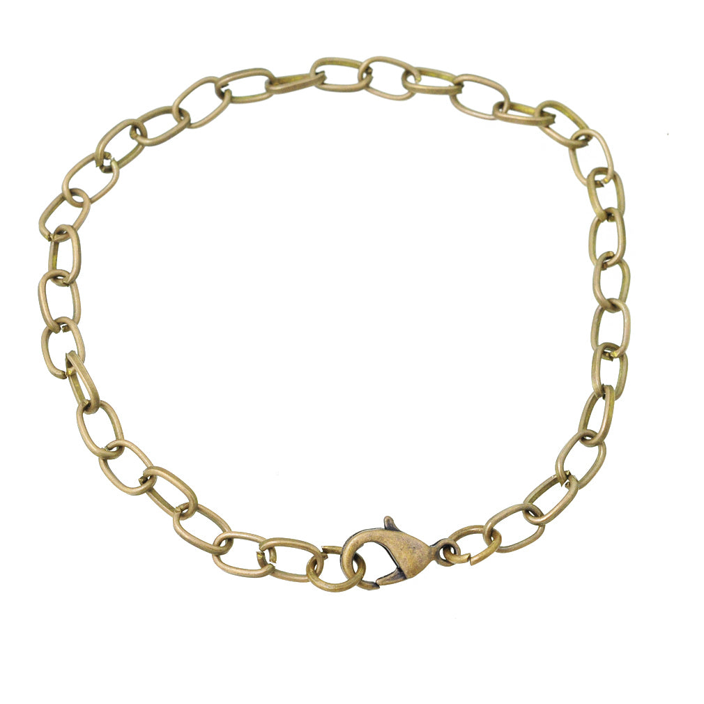 Charm bracelet link bracelet / brass colored adjustable / 20cm