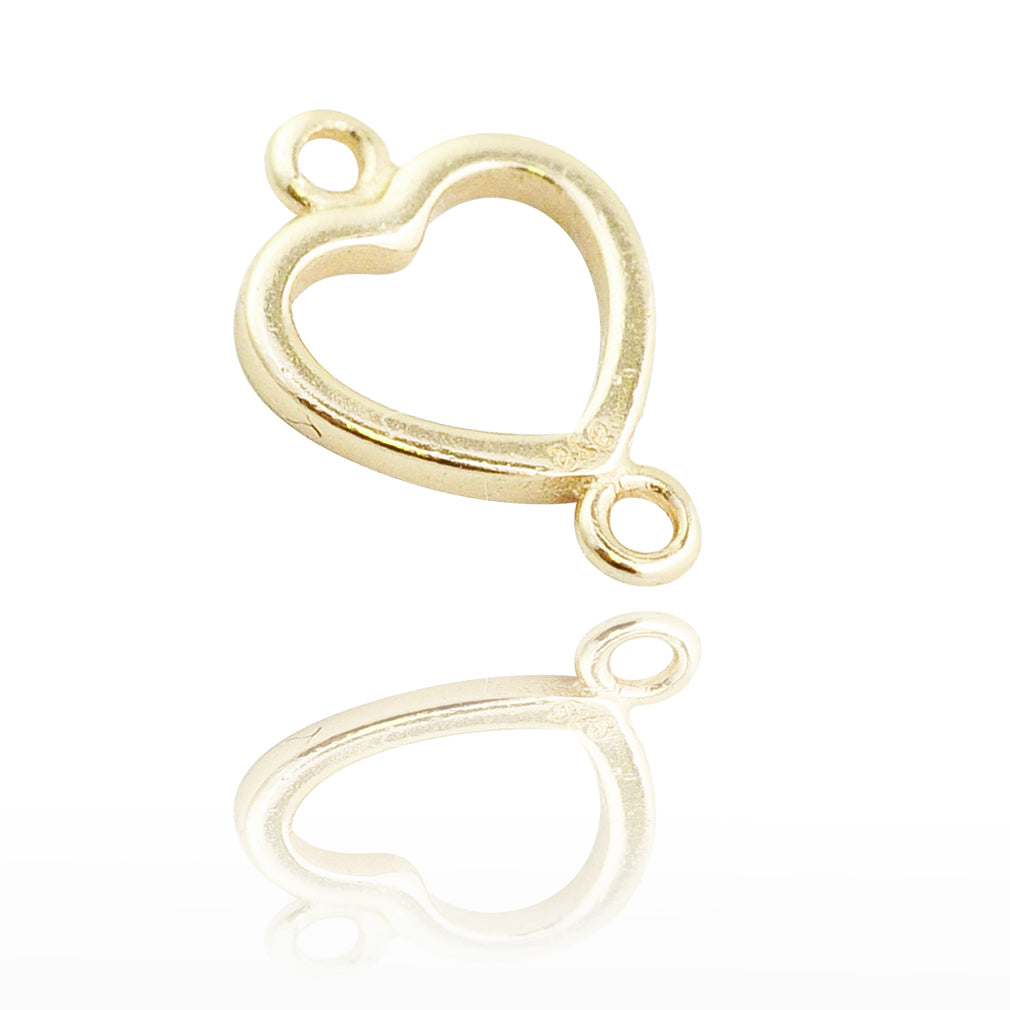 Heart connector / 925 silver 18k gold plated / 6mm