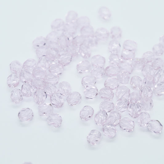 Preciosa ground glass beads / pink / 100 pcs. / 4mm