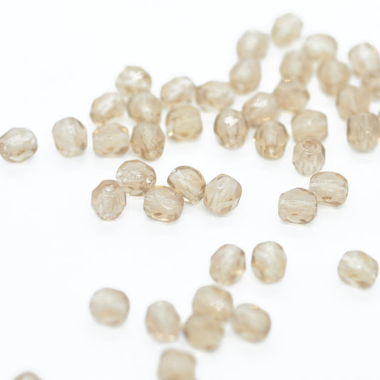 Preciosa faceted glass beads / light brown / 100 pcs. / 4mm