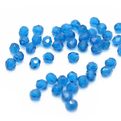 Preciosa ground glass beads / carribean blue / 100 pcs. / 4mm