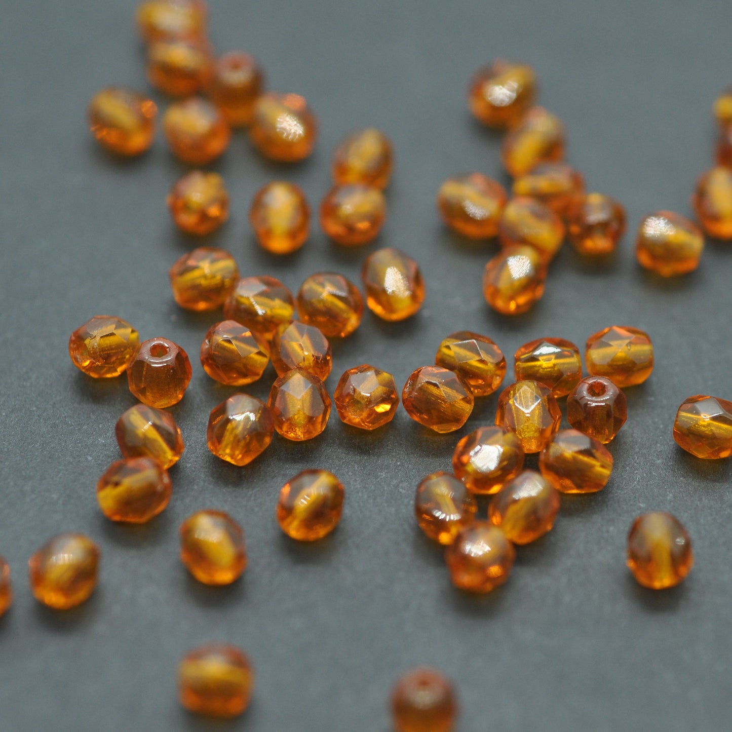 Preciosa faceted glass beads / light brown / 100 pcs. / 4mm