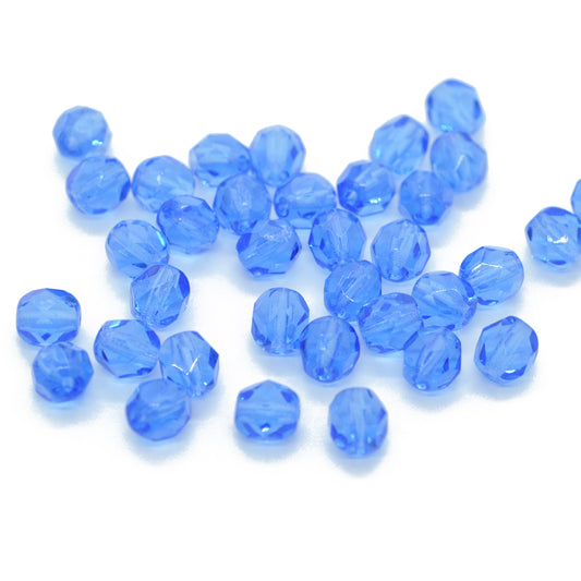 Preciosa faceted glass beads / sapphire / 50 pcs. / 6mm