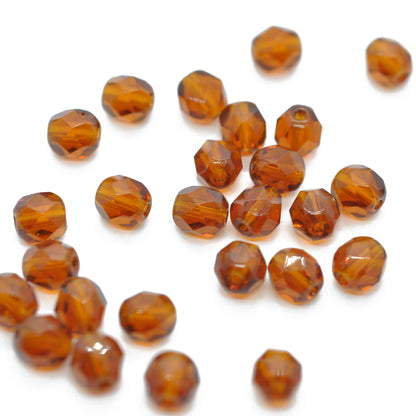 Preciosa ground glass beads / brown / 50 pcs. / 6mm