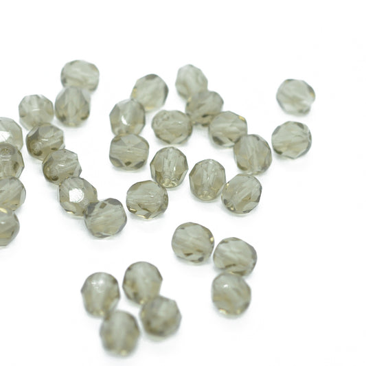 Preciosa faceted glass beads / gray / 50 pcs. / 6mm