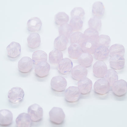 Preciosa faceted glass beads / pink opal / 50 pcs. / 6mm