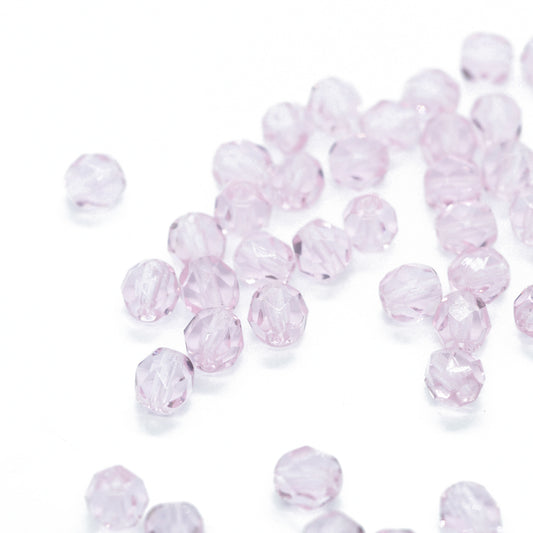 Preciosa faceted glass beads / rosaline / 50 pcs. / 6mm