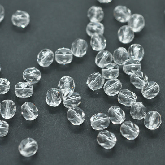 Preciosa faceted glass beads / crystal / 50 pcs. / 6mm