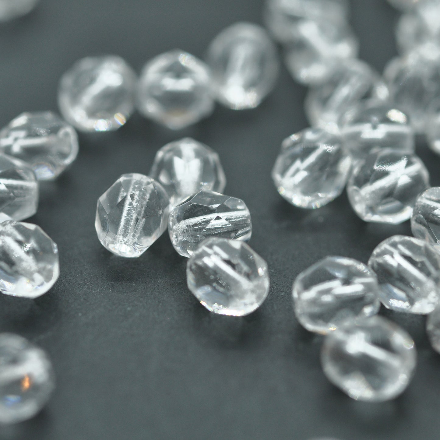 Preciosa faceted glass beads / crystal / 50 pcs. / 6mm