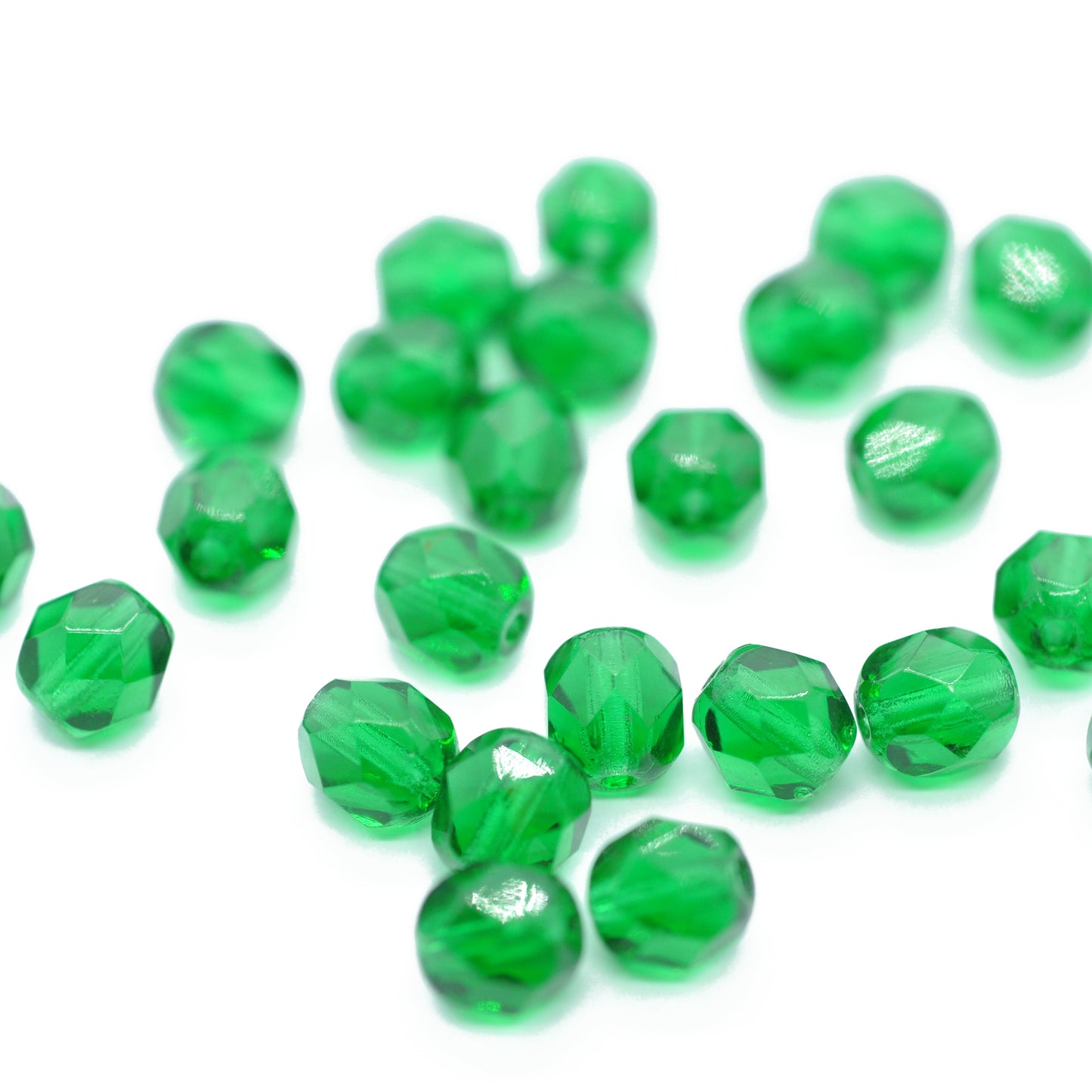 Preciosa faceted glass beads / dark green / 50 pcs. / 6mm