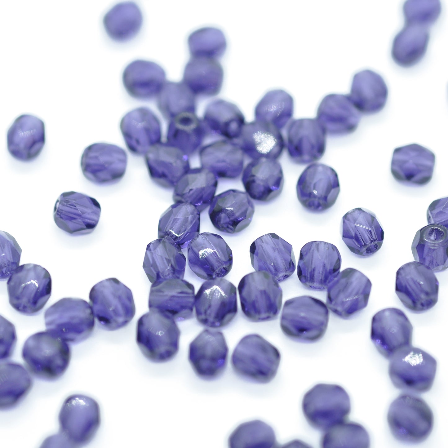Preciosa ground glass beads / purple / 100 pcs. / 4mm