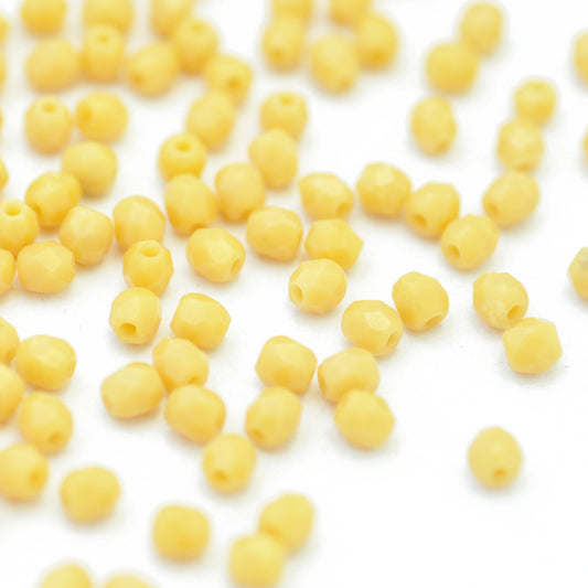 Preciosa ground glass beads yellow ocher opaque / 100 pcs. / 3mm