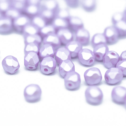 Preciosa ground glass beads violet pastel / 100 pcs. / 4mm