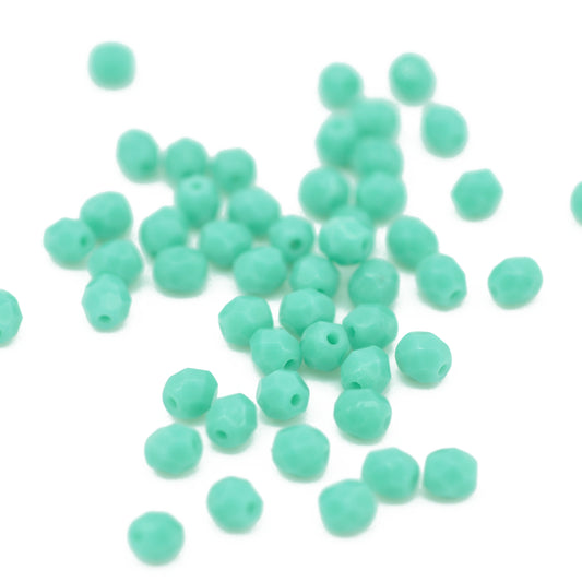Preciosa ground glass beads / turquoise opaque / 100 pcs. / 4mm