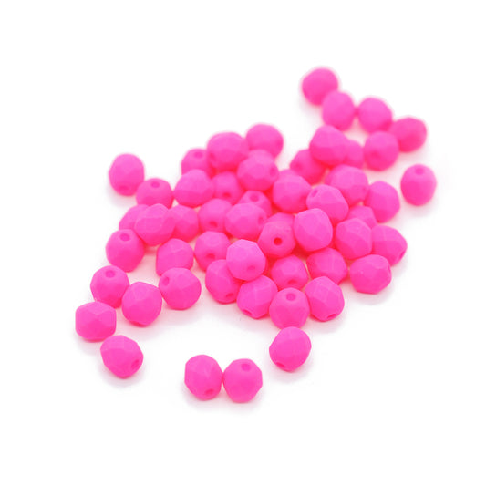 Preciosa Glasschliffperlen / neon pink / 100 Stk. / 4mm