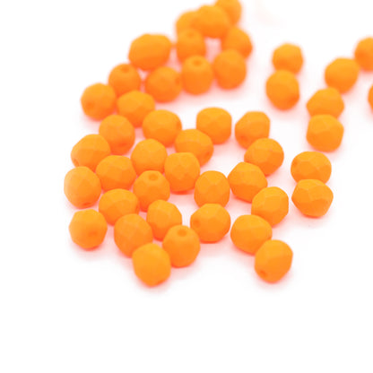 Preciosa ground glass beads / neon orange / 100 pcs. / 4mm