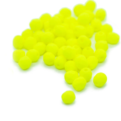 Preciosa ground glass beads / neon yellow / 100 pcs. / 4mm