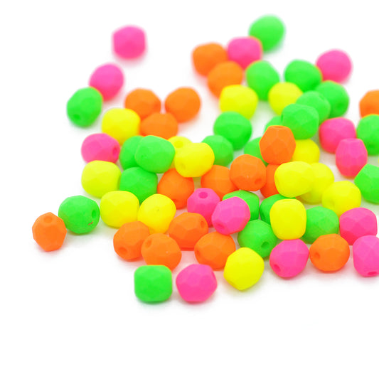 Preciosa ground glass beads / neon MIX / 100 pcs. / 4mm