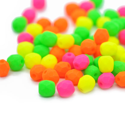 Preciosa ground glass beads / neon MIX / 100 pcs. / 4mm