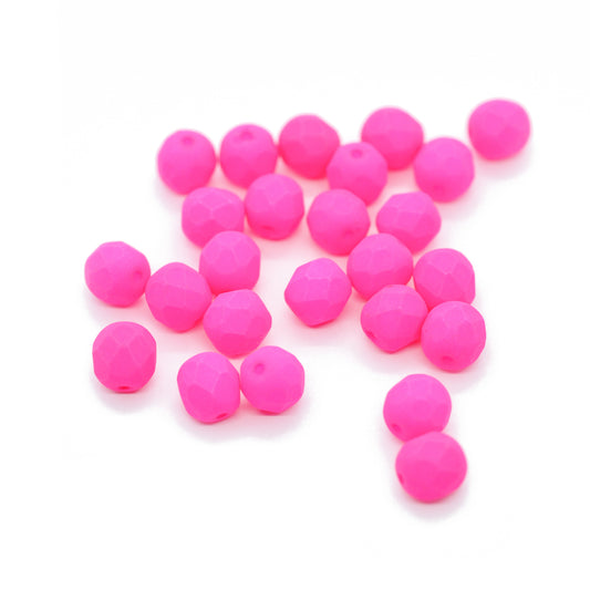 Preciosa faceted glass beads / neon pink / 6mm