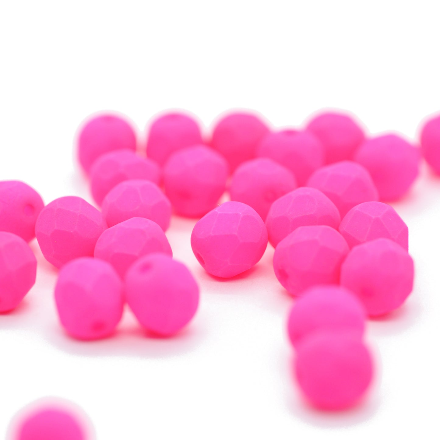 Preciosa faceted glass beads / neon pink / 6mm