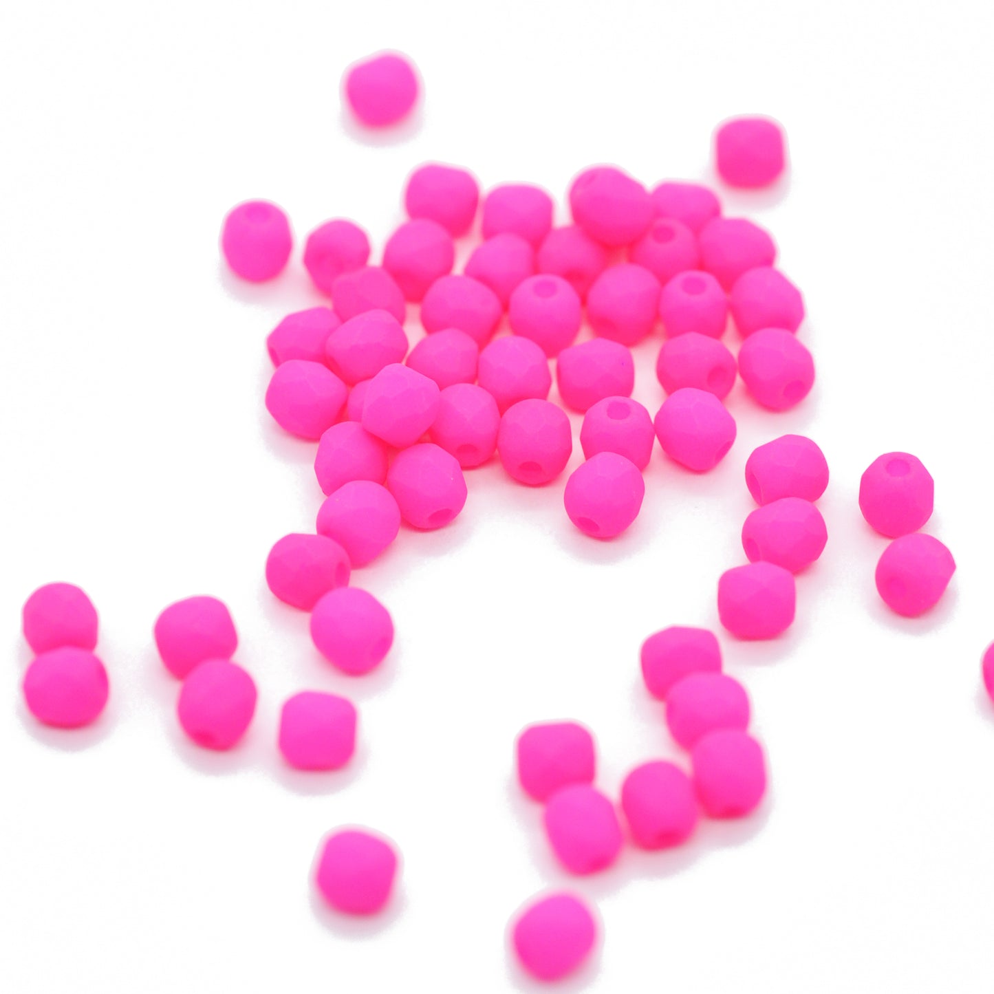 Preciosa ground glass beads / neon pink / 100 pcs. / 3mm