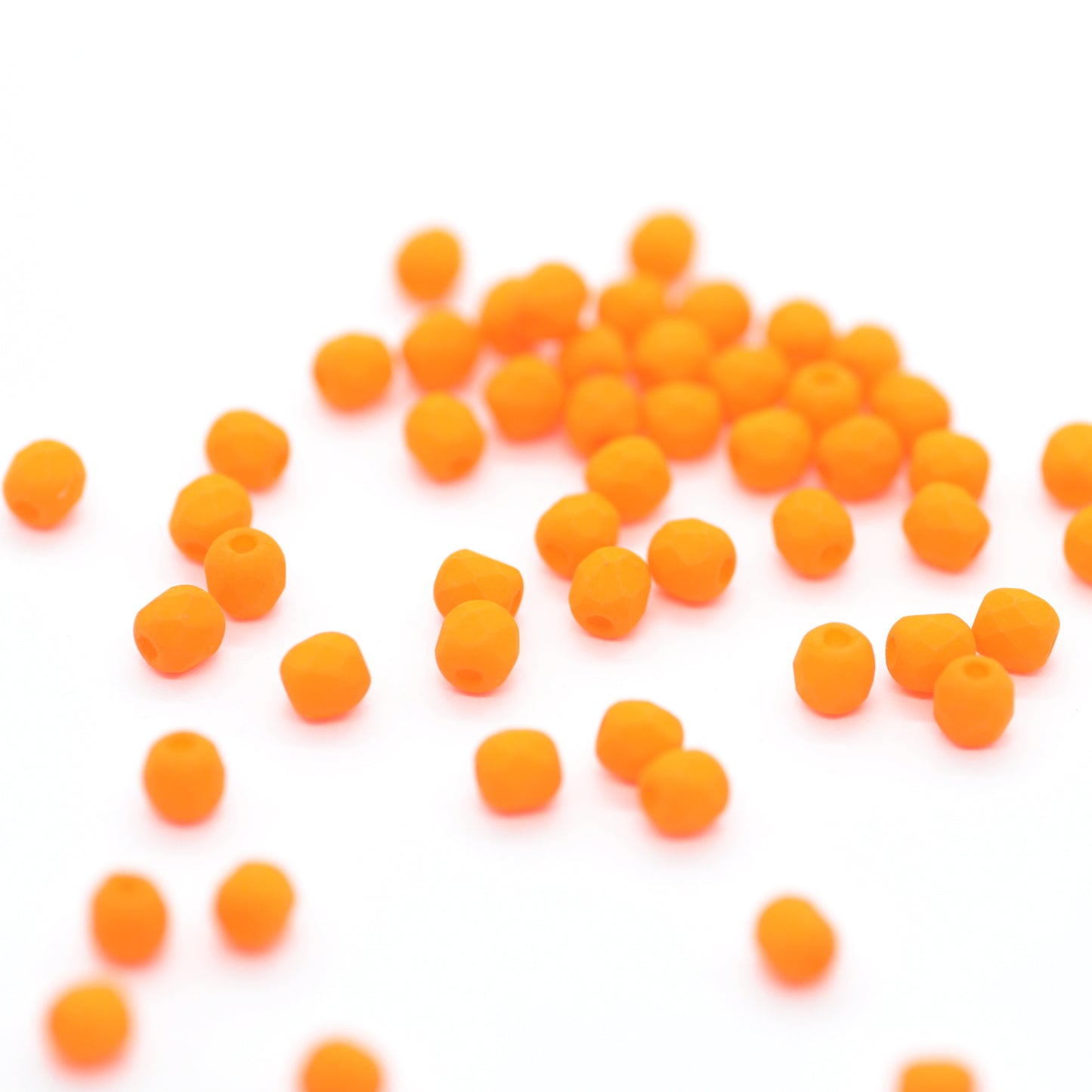 Preciosa ground glass beads / neon orange / 100 pcs. / 3mm