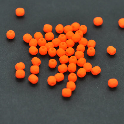 Preciosa ground glass beads / neon orange / 100 pcs. / 3mm
