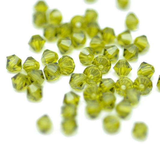 Preciosa Bicone Rondelle Bead / Olivine / 50 pcs. / Ø 4mm