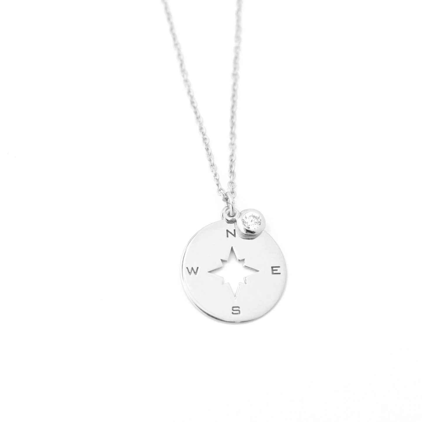 Compass chain with zircon - 925 silver - 42/45 cm