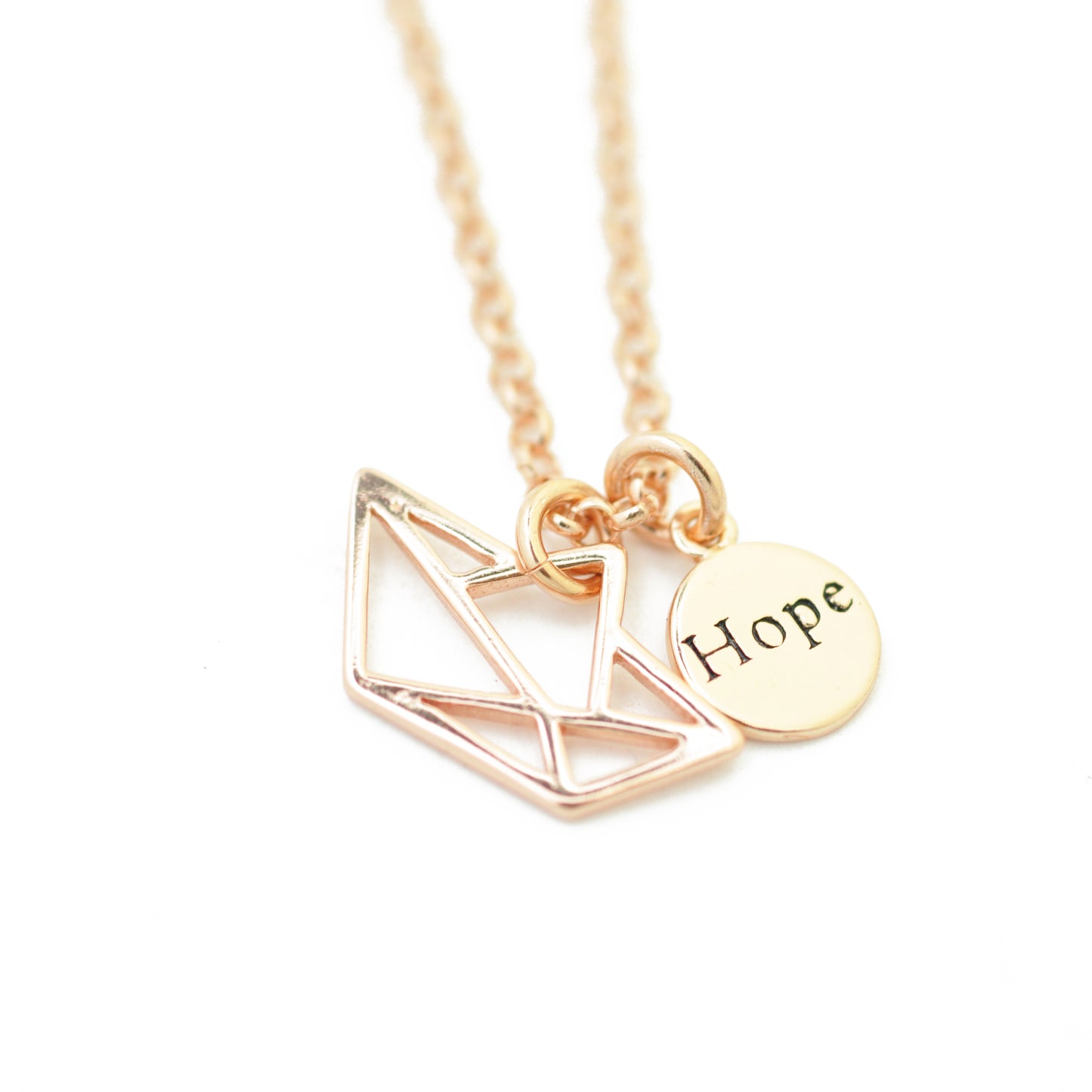 Pea chain with origami paper boat / paper ship &amp; hope pendant / 925 sterling silver / 42 cm