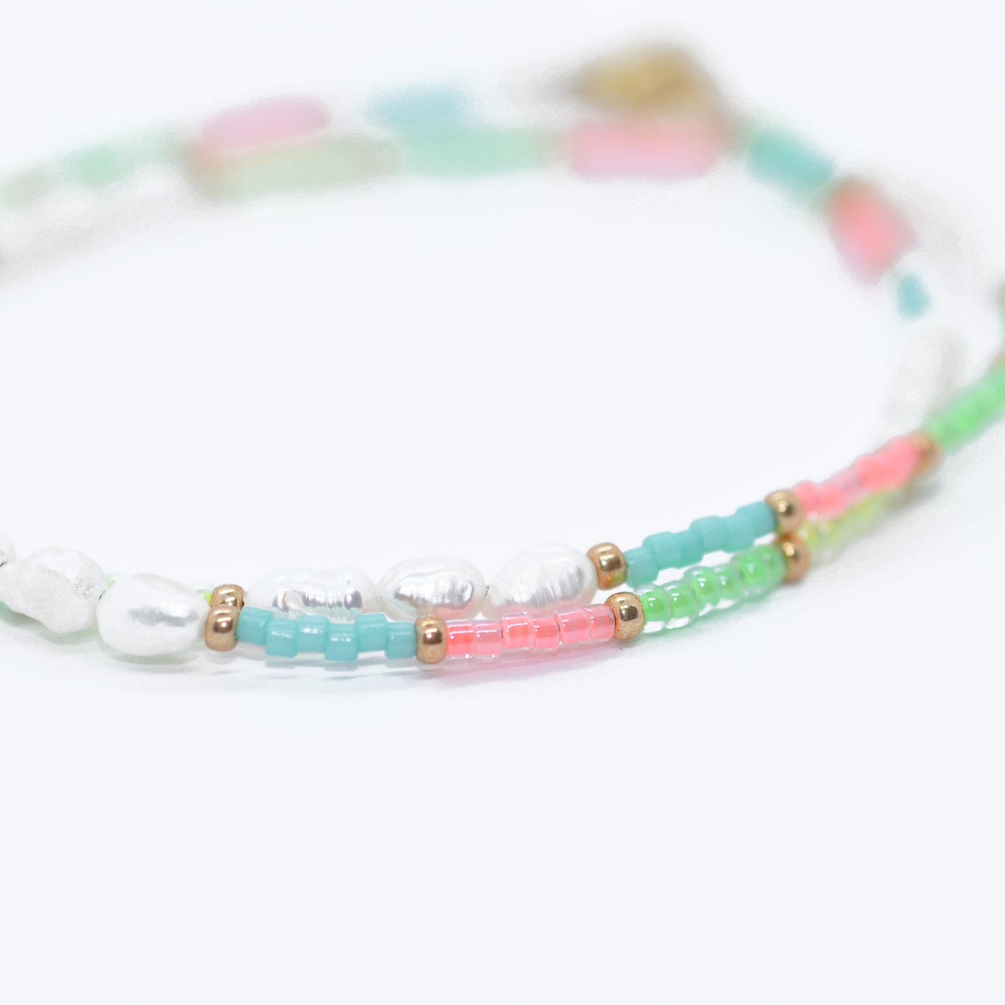 Halskette Choker Mint Dream Pearl / Süßwasserperlen / 38cm