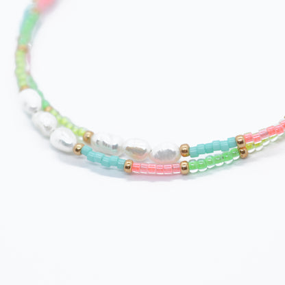 Halskette Choker Mint Dream Pearl / Süßwasserperlen / 38cm