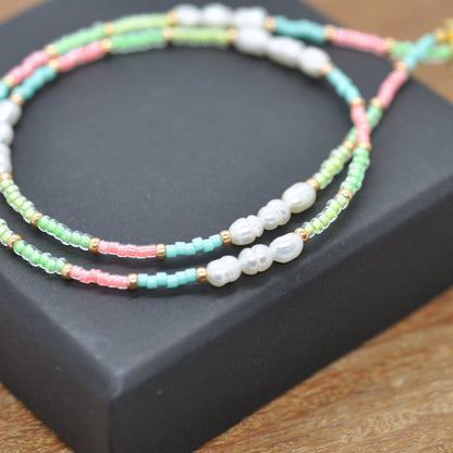 Necklace Choker Mint Dream Pearl / freshwater pearls / 38cm