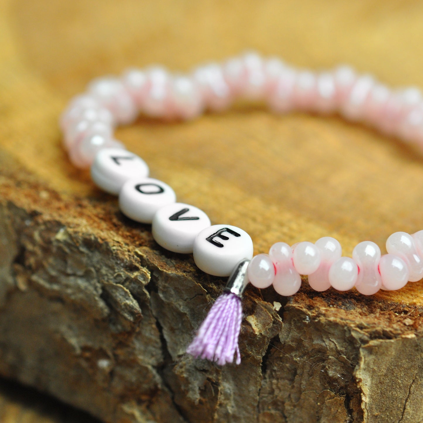 Sprucharmband "Love" rosa/violet / Farfalle rosa / Armband personalisiert