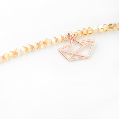 Origami paper boat / 925 silver rose gold plated / Ø 15mm