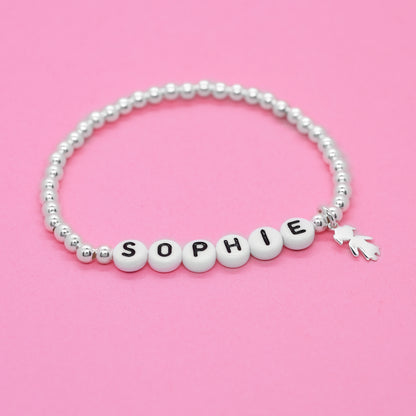Personalized bracelet with letters girl / 925 sterling silver