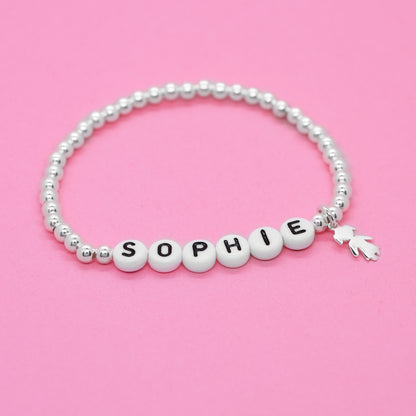 Personalisierbares Armband mit Buchstaben Mädchen / 925er Sterling Silber