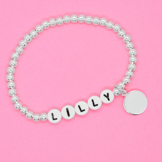 Personalized letter bracelet with engraving plates / 925 sterling silver