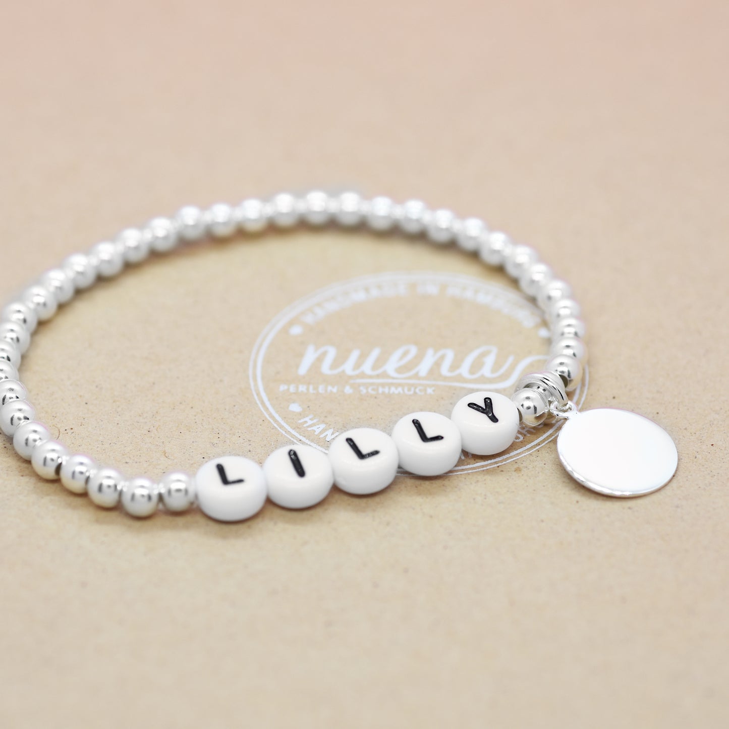 Personalisierbares Buchstaben Armband mit Gravur Plättchen / 925er Sterling  Silber