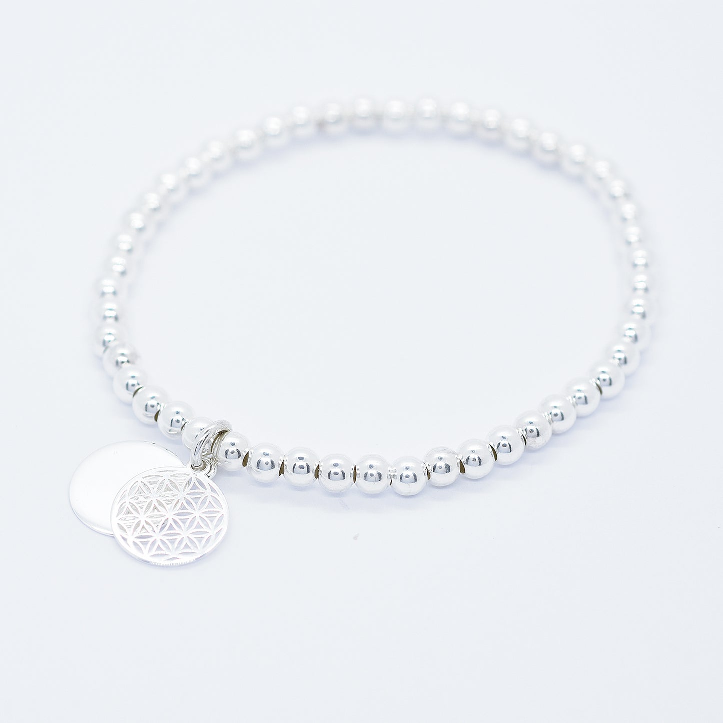 Armband personalisiert mit Gravur Plättchen & Lebensblume / 925er Sterling Silber