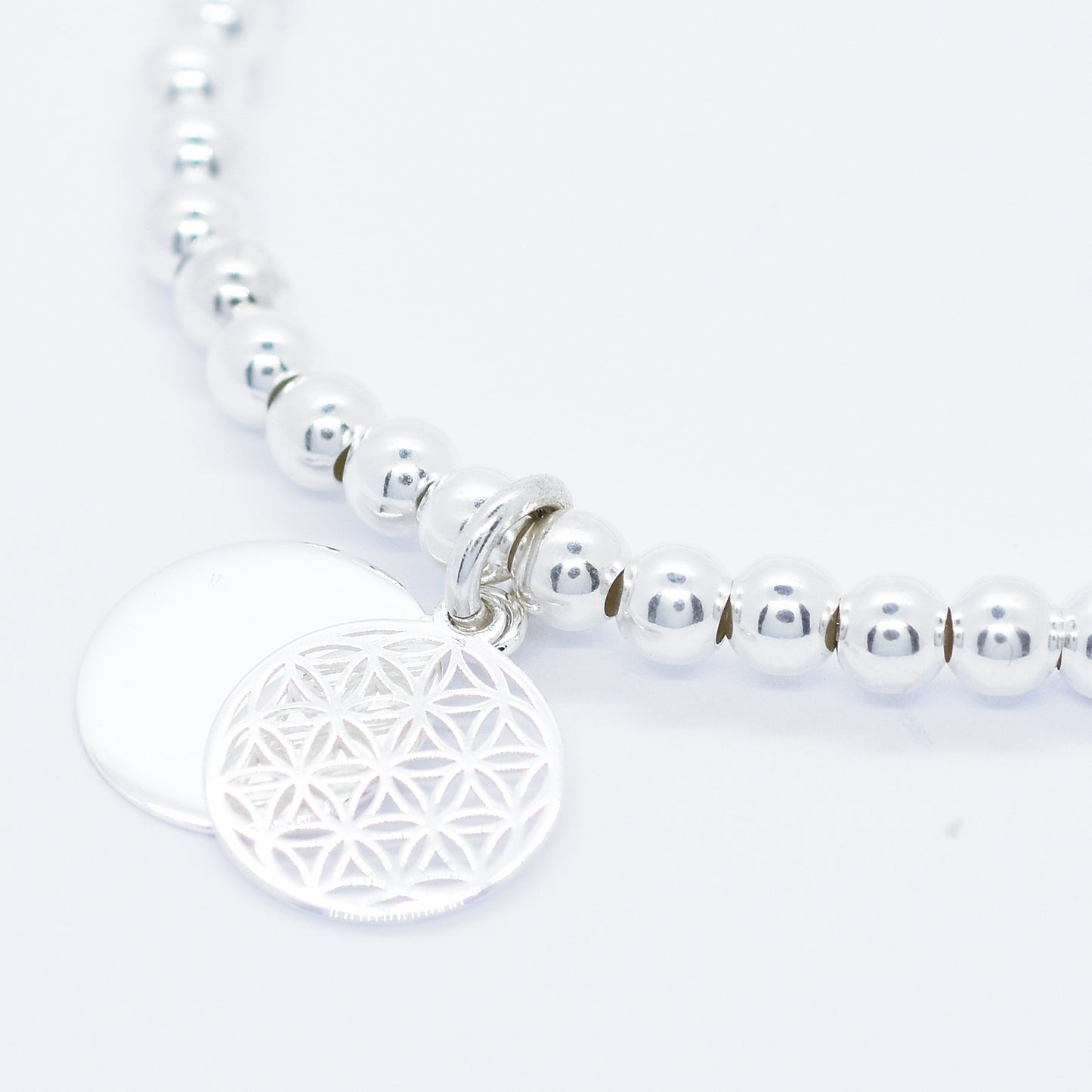 Armband personalisiert mit Gravur Plättchen & Lebensblume / 925er Sterling Silber
