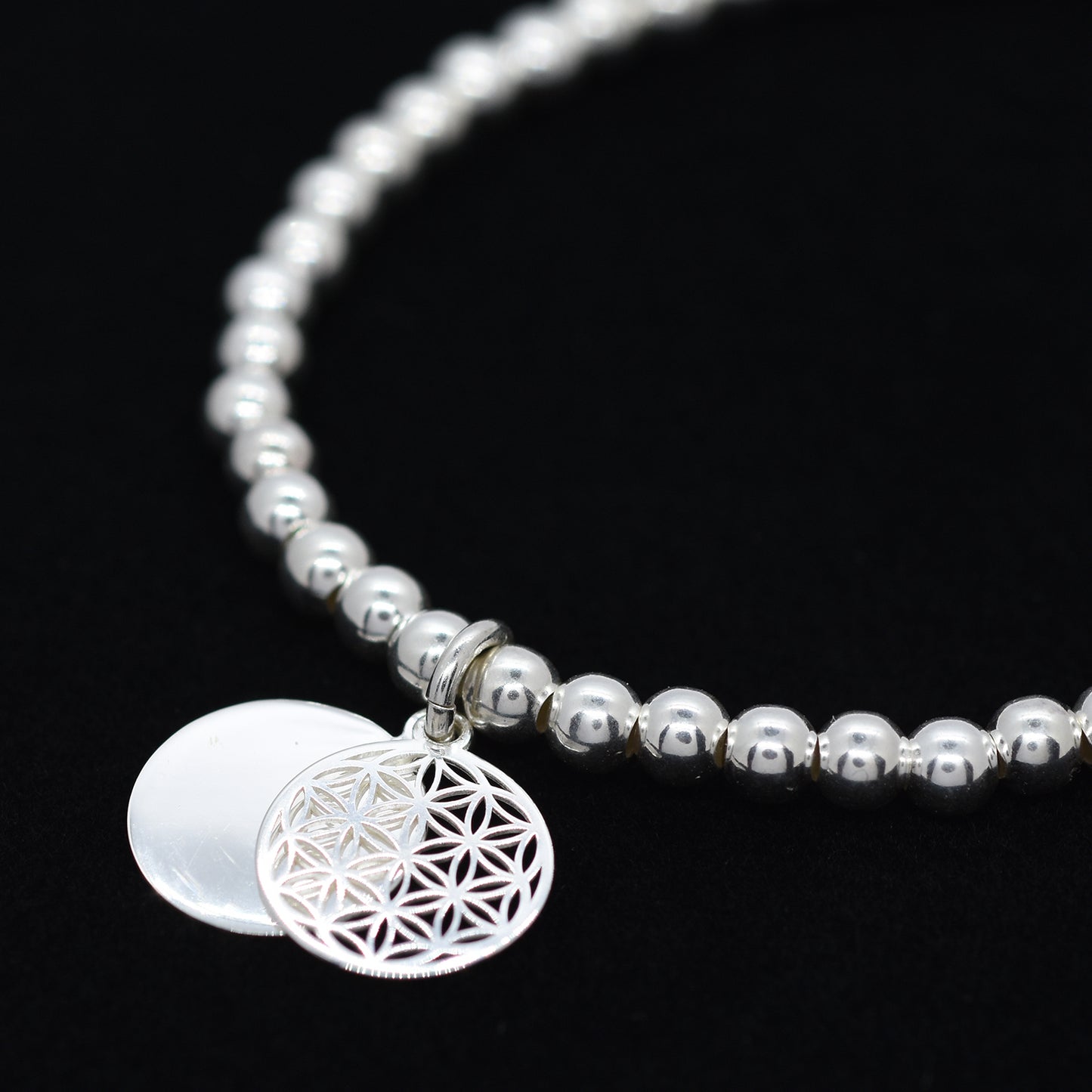 Armband personalisiert mit Gravur Plättchen & Lebensblume / 925er Sterling Silber