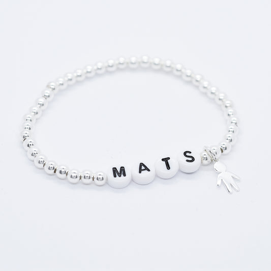 Personalized bracelet with boy letters / 925 sterling silver