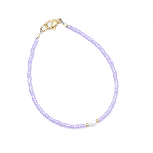 Bracelet / Violet Corsica / freshwater pearl / stainless steel gold plated