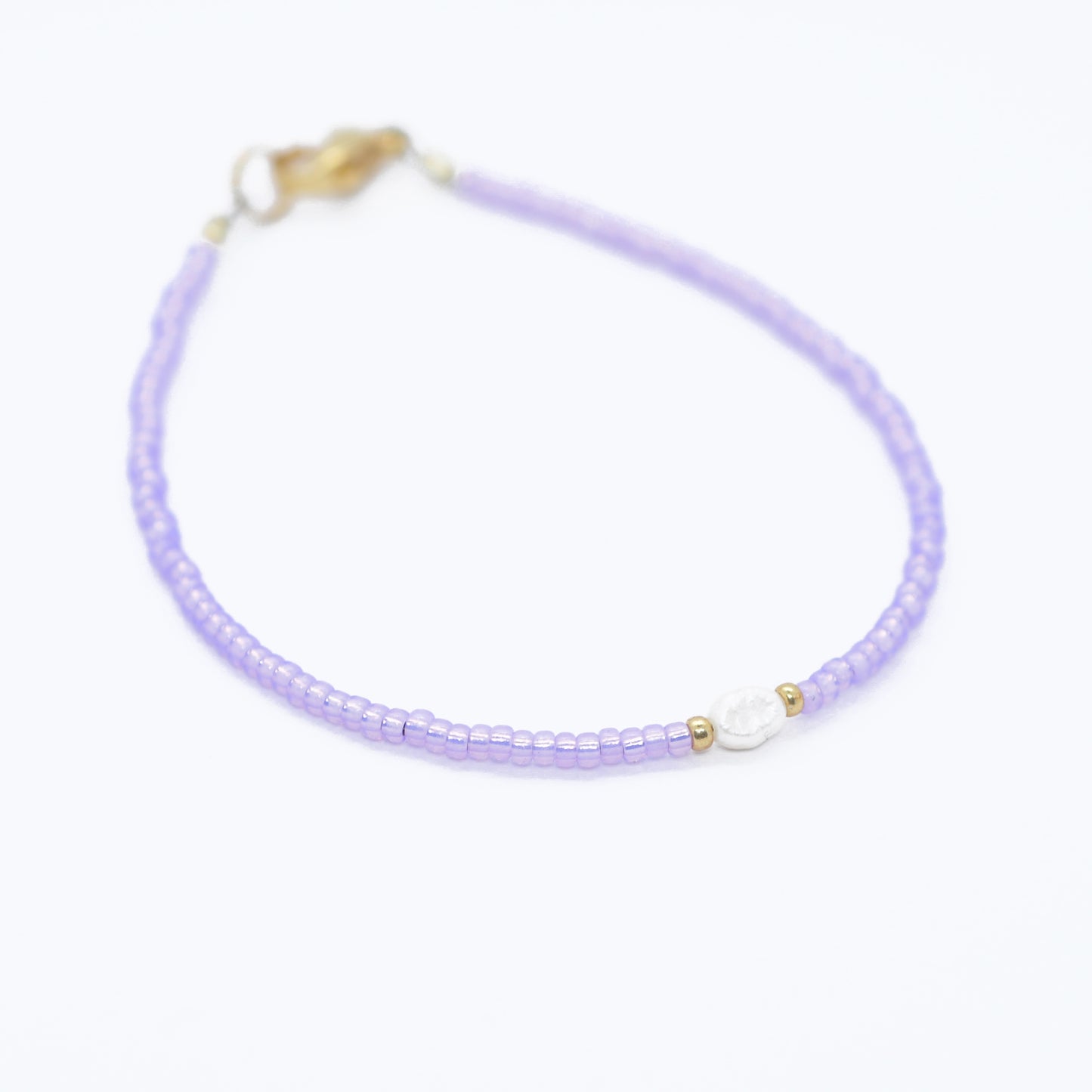 Bracelet / Violet Corsica / freshwater pearl / stainless steel gold plated
