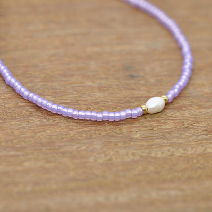 Bracelet / Violet Corsica / freshwater pearl / stainless steel gold plated