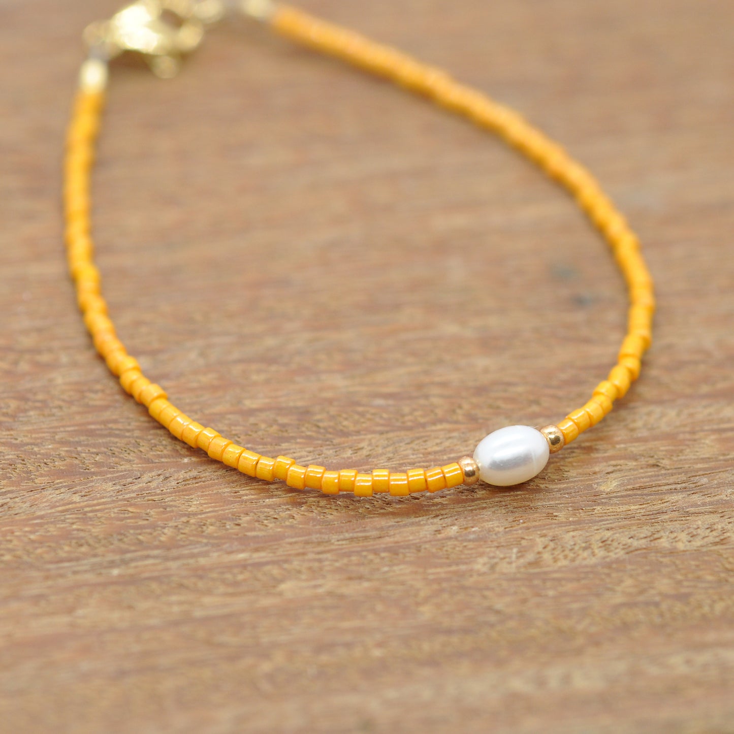 Bracelet / Cannes / freshwater pearl / stainless steel gold plated